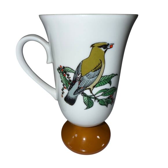 Set Of 3 Vintage 60s Fred Roberts Song Bird Footed Pedestal Mugs Made in Japan - Picture 2 of 6
